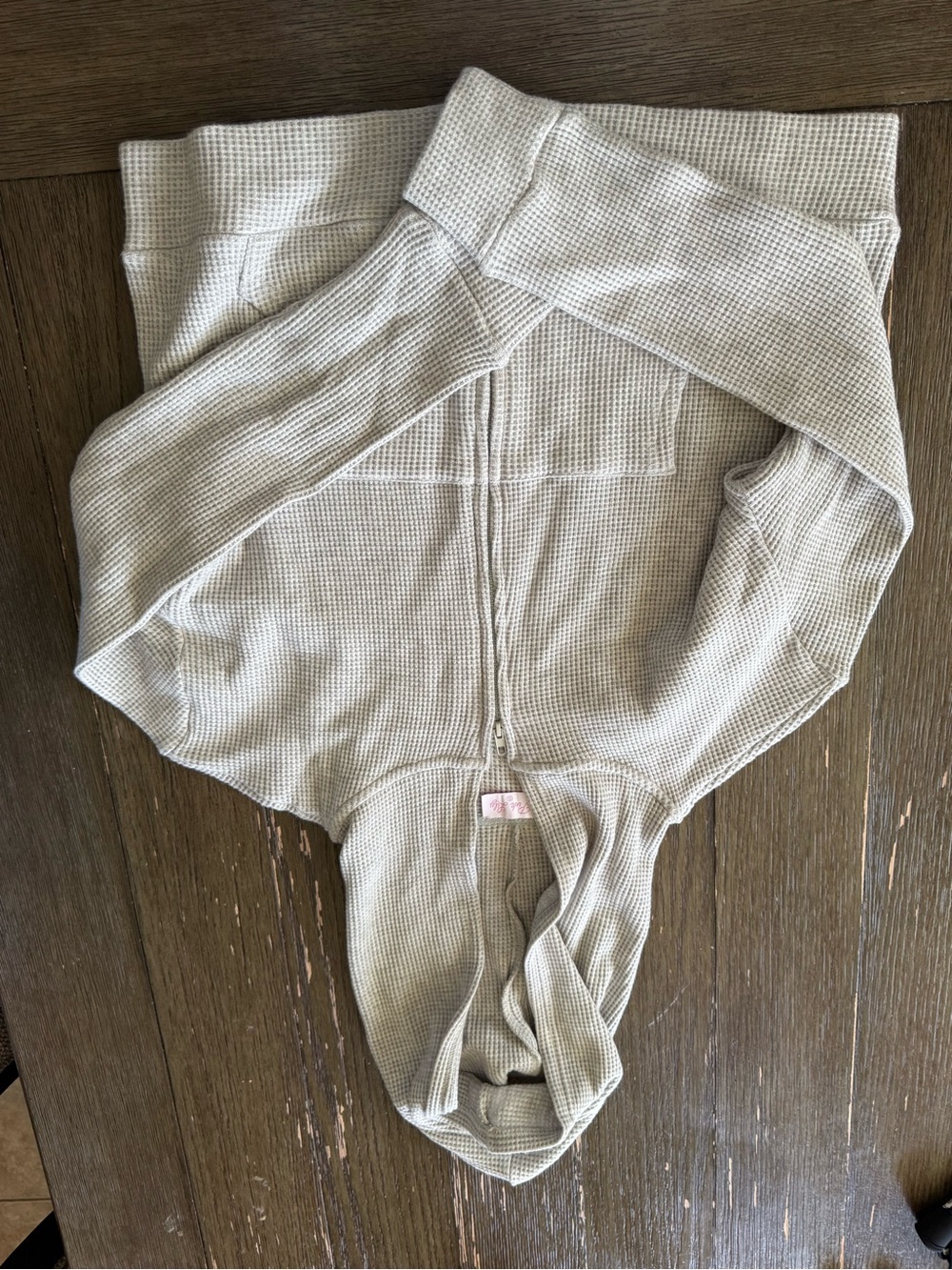 Pink Lily Light Gray Waffle Knit Hooded Jacket